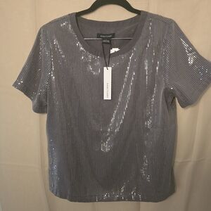 Sanctuary Women's Short Sleeve Sequin Tee in Gray